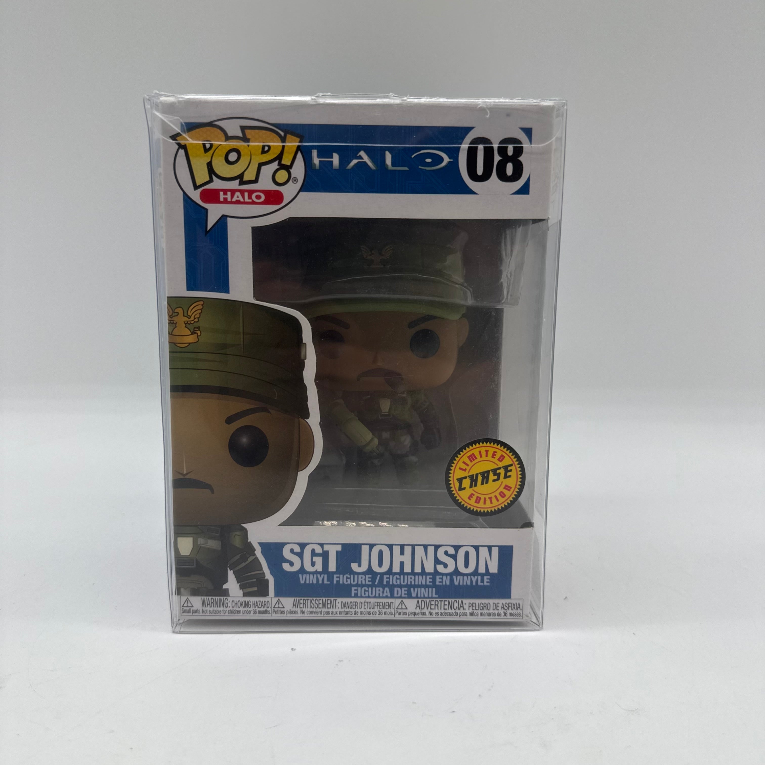 Halo Funko Pop Sgt Johnson 08 Limited Chase + Protector