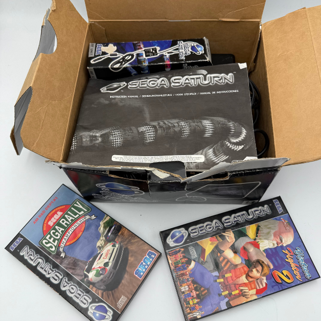 Sega Saturn Boxed UK Console with Sega Rally + Virtua Fighter Games