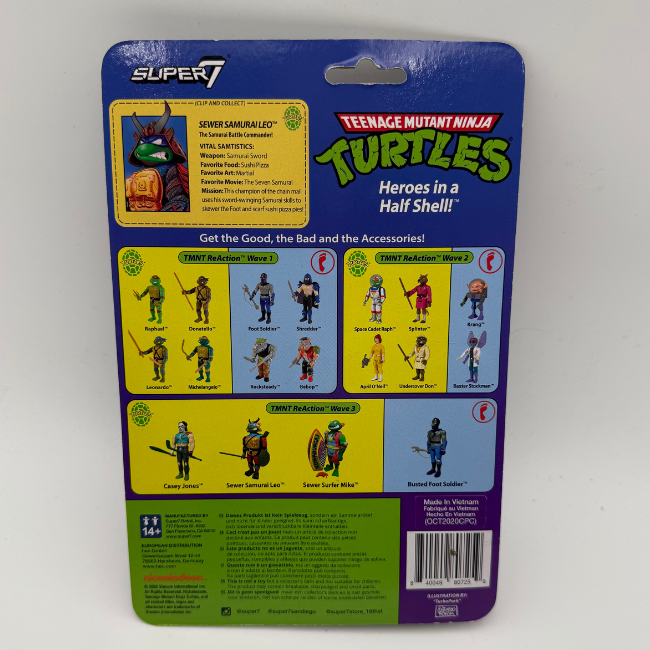 TMNT Ninja Turtles Reaction Super8 Sewer Samurai Leo Action Figure