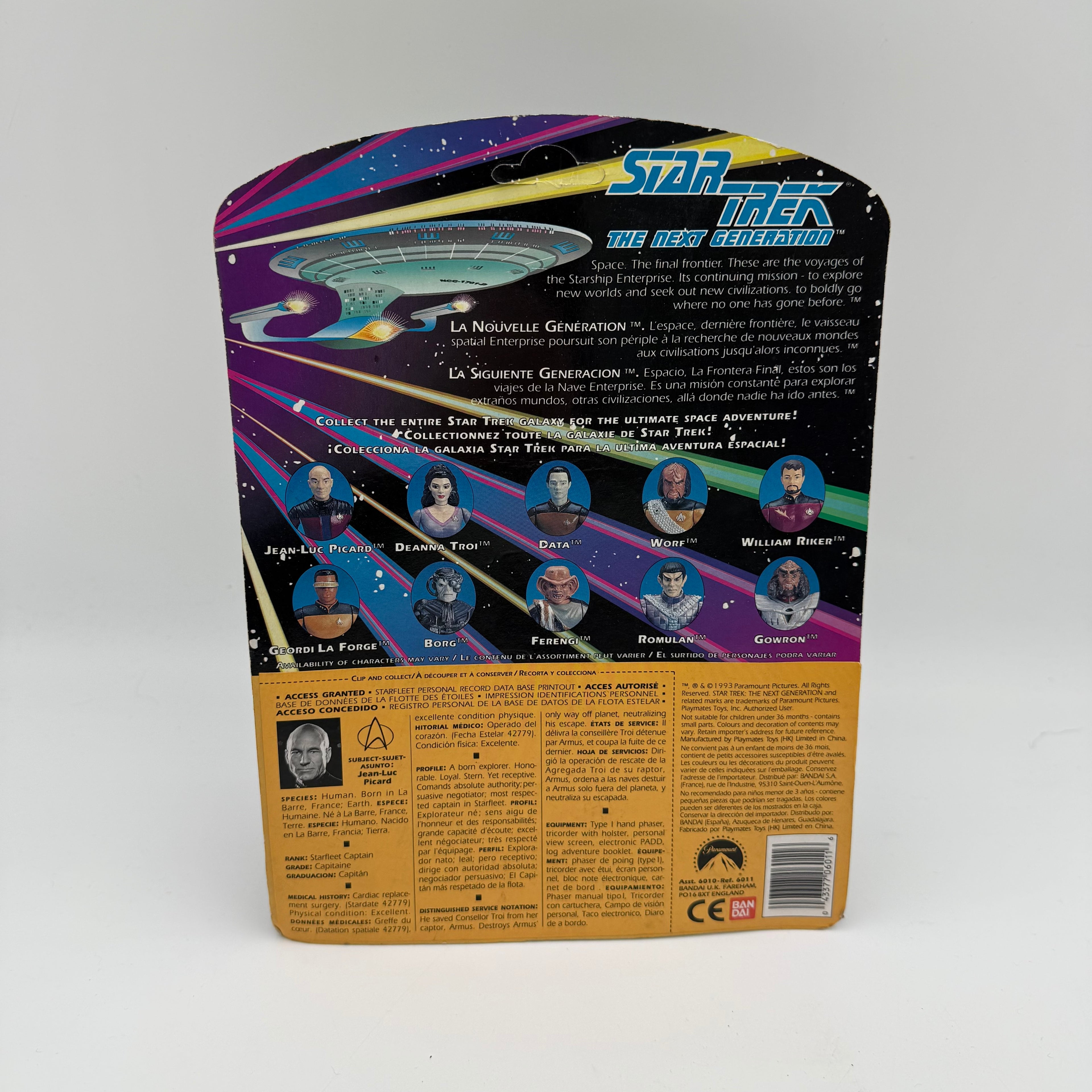 Star Trek Playmates The Next Generation Jean-Luc Picard Carded Action Figure