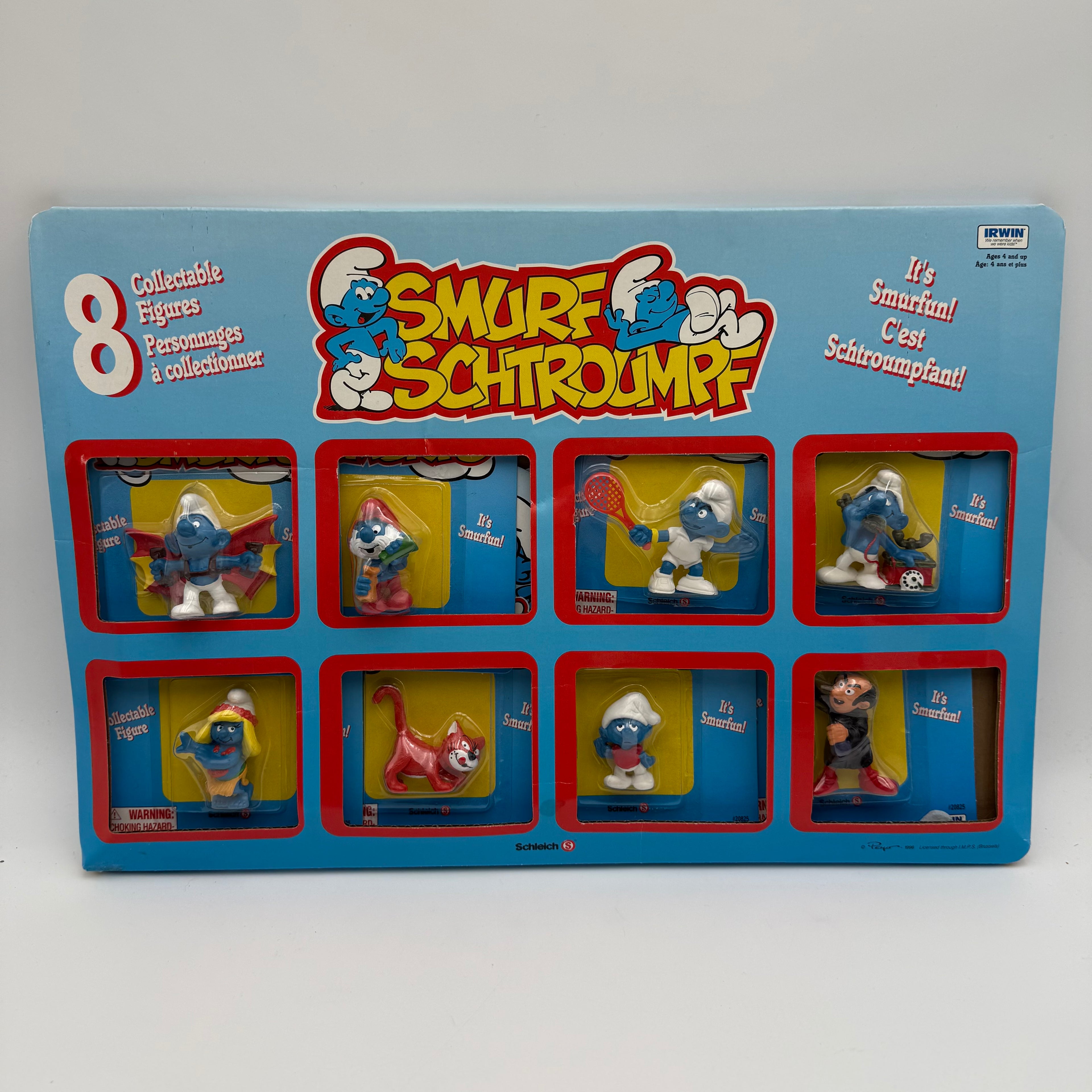 Smurf Schtroumpf Irwin / Schleich 8 Figure 1995 Collectors set