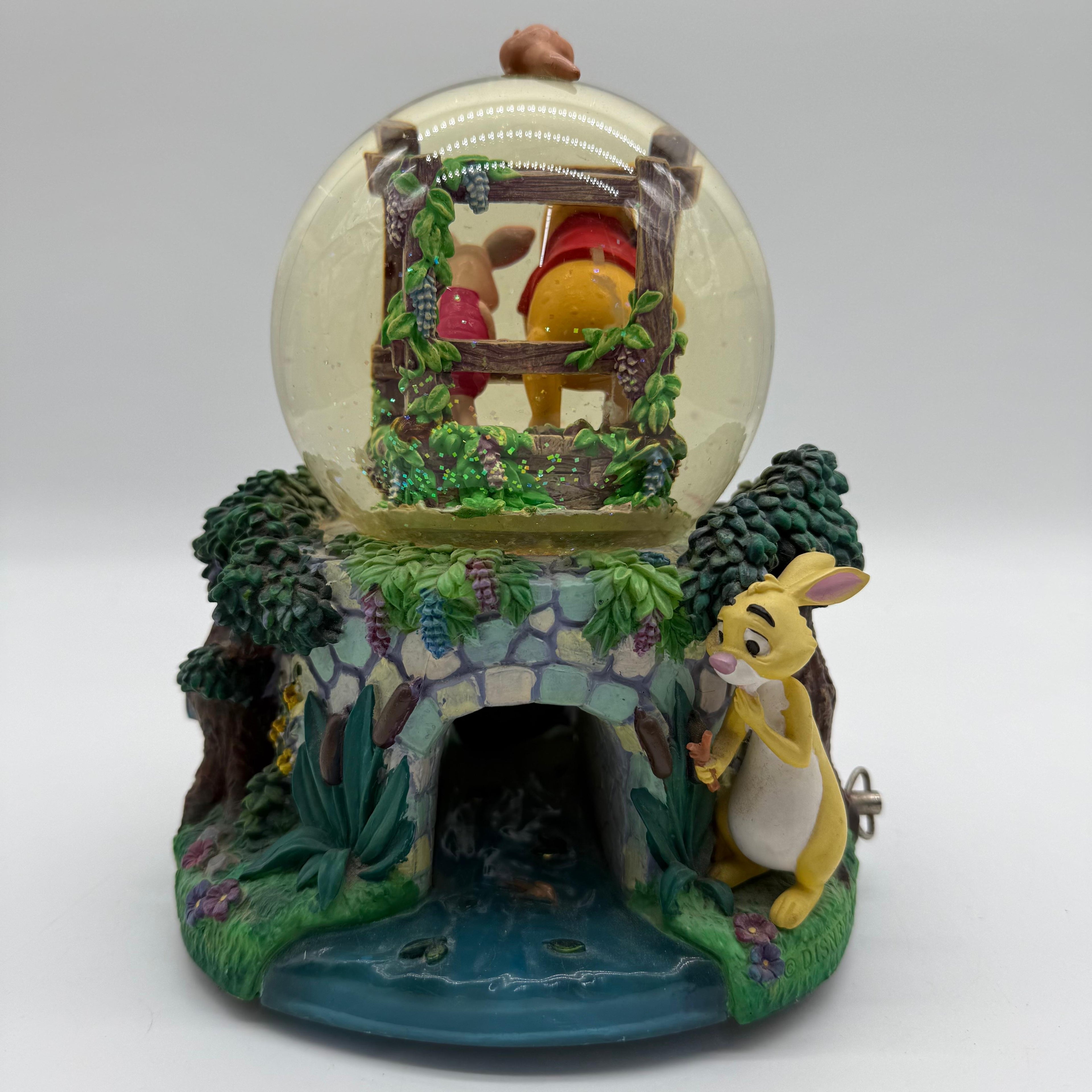 Disney Store Winnie the Pooh Playing Poohsticks Snowglobe - Rare