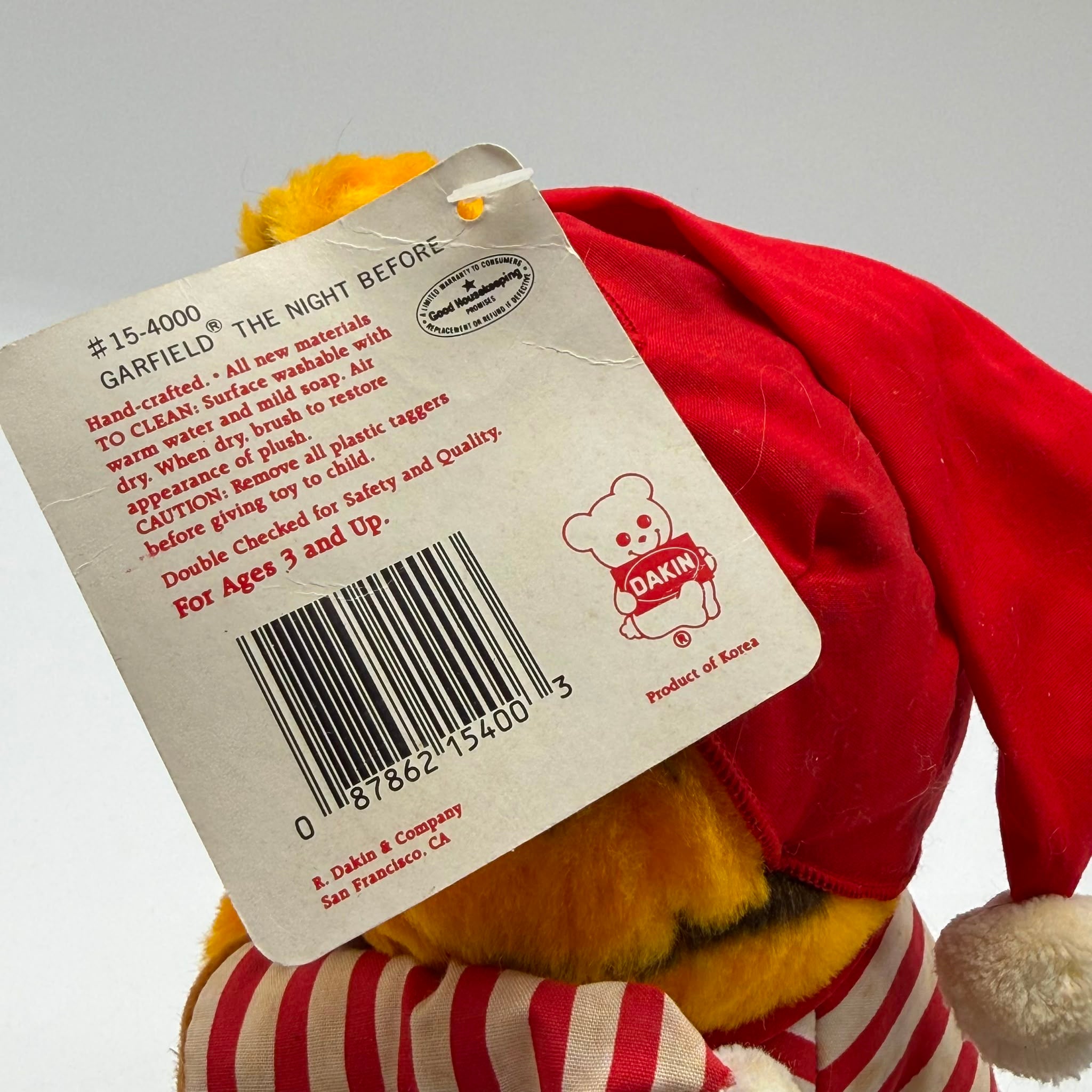 Vintage Bedtime Garfield 1981 Jim Dakin Plushy With Tags