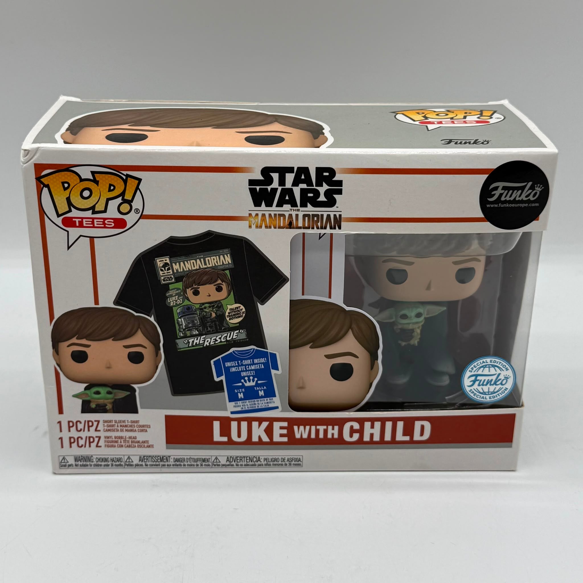 Star Wars Mandalorian Funko Luke With Child + T-Shirt Medium