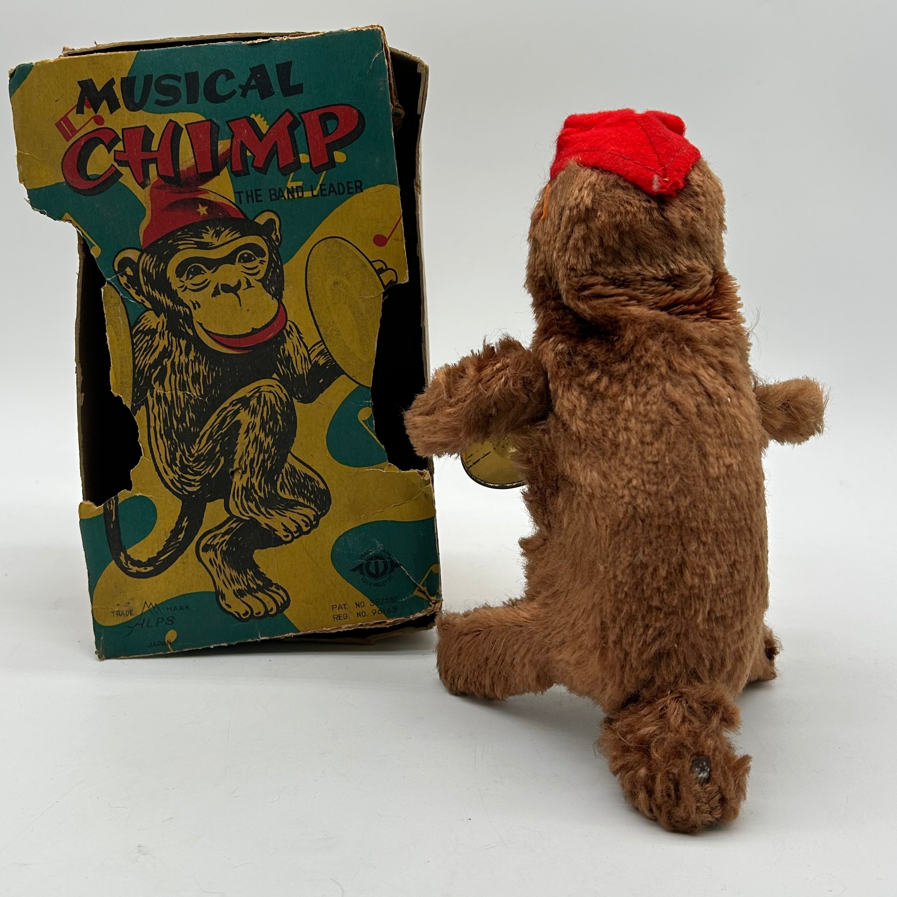 1950s Alps Wind Up Musical Chimp (key doesn't turn)